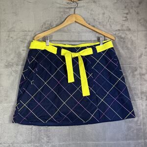 Nike Golf Tour Skort Short Womens Size 12 Navy Yellow Performance Dri Fit